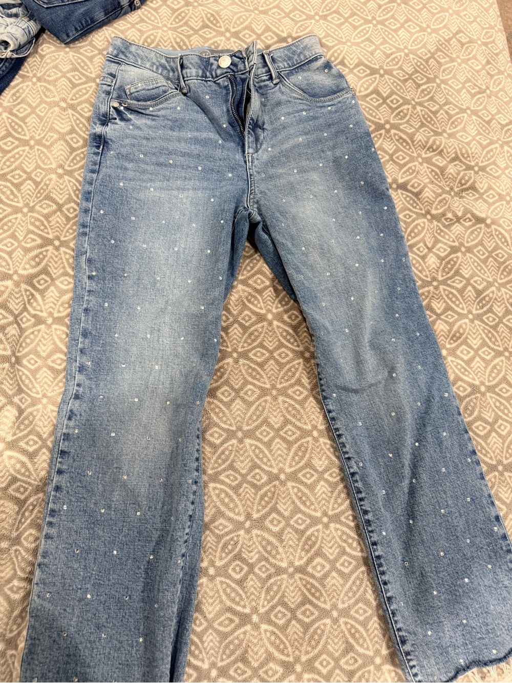 Wit & Wisdom Light Blue Pearl-Embellished Flare Jeans